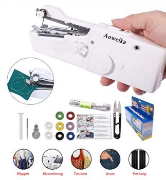 Aoweika Mini Handheld Nähmaschine 15 pcs Tragbar Elektrische Handnähmaschine